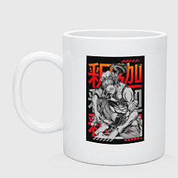 Кружка керамическая Повесть о конце света Будда Древнеиндийский бог, цвет: белый