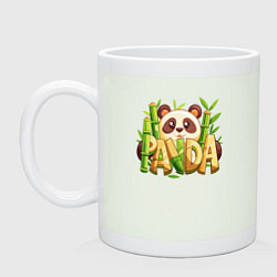 Кружка керамическая Панда и бамбук с надписью, цвет: фосфор