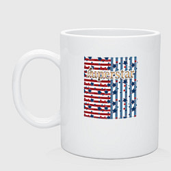 Кружка керамическая Superstar-лоскутный пэчворк, цвет: белый