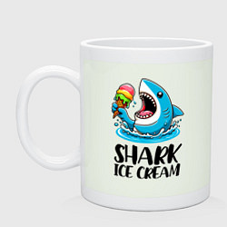 Кружка керамическая Акула ест мороженое - нейросеть, цвет: фосфор