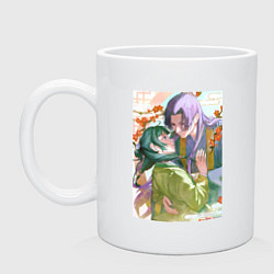 Кружка керамическая Монолог фармацевта Жэньши Маомао объятия, цвет: белый