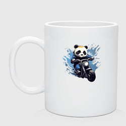 Кружка керамическая Панда-мотоциклист, цвет: белый