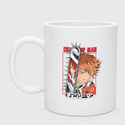 Кружка керамическая Человек-бензопила Денджи Макима Почита, цвет: белый