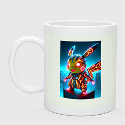 Кружка керамическая Неоновый Пикачу вампир - нейроарт киберпанк аниме, цвет: фосфор