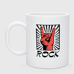 Кружка керамическая Rock - жест коза, цвет: белый