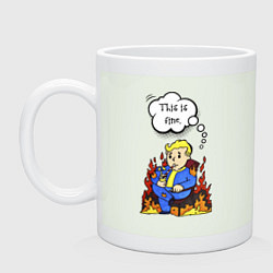 Кружка керамическая Vault boy in the fire, цвет: фосфор