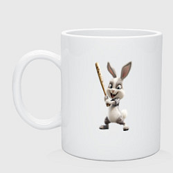 Кружка керамическая Заяц спортивный, цвет: белый