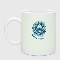 Кружка керамическая Акула показалась в волнах, цвет: фосфор