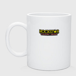 Кружка керамическая Rockstar energy logo, цвет: белый