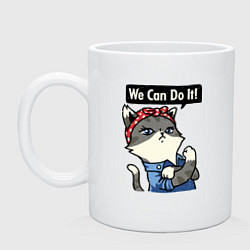 Кружка керамическая We can do it - cat, цвет: белый