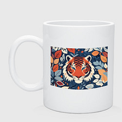 Кружка керамическая Тигр яркие контрасты, цвет: белый