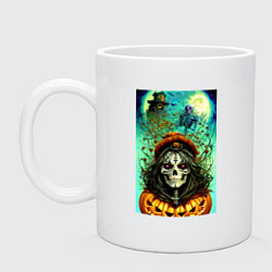 Кружка керамическая Скелет ведьмы - хэллоуин, цвет: белый