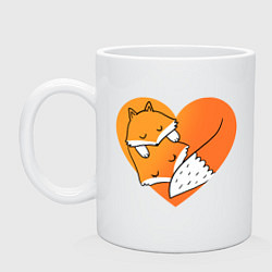 Кружка керамическая Лисица и лесенок, цвет: белый