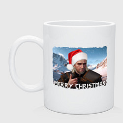 Кружка керамическая Merry Christmas - The Witcher, цвет: белый