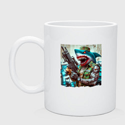Кружка керамическая Dude shark - special forces, цвет: белый
