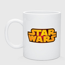Кружка керамическая Star Wars - желтое название, цвет: белый