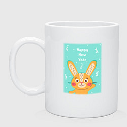Кружка керамическая Новогодний милый заяц, цвет: белый