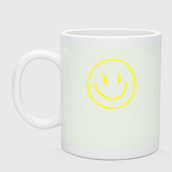 Кружка керамическая Смайлик желтый, цвет: фосфор
