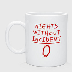 Кружка керамическая Nights without incident 0, цвет: белый