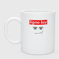 Кружка керамическая Sigma boy roblox face - gaming meme collab, цвет: белый