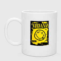 Кружка керамическая Нирвана логотип смайл, цвет: белый