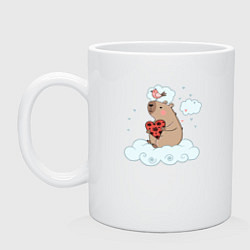 Кружка керамическая Капибара с сердцем, цвет: белый