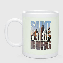 Кружка керамическая Санкт-Петербург Большеохтинский мост, цвет: фосфор
