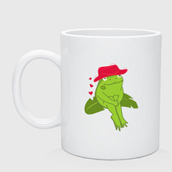 Кружка керамическая Лягушонок в шляпе, цвет: белый