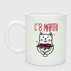 Кружка керамическая Котик с цветами, цвет: фосфор