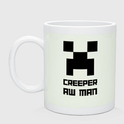 Кружка керамическая Creeper Aw Man, Майнкрафт мем, цвет: фосфор