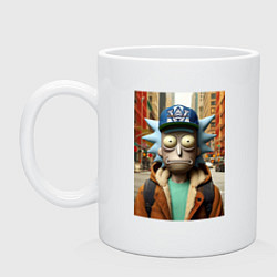 Кружка керамическая Рик Санчес в Нью-Йорке - нейроарт, цвет: белый