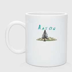 Кружка керамическая Природа Алтая, цвет: белый