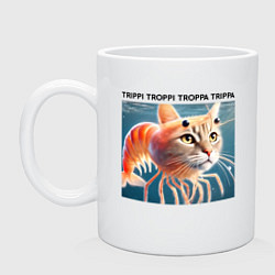 Кружка керамическая Trippi troppi troppa trippa - brainrot memes, цвет: белый