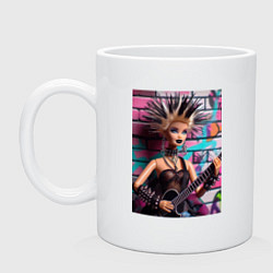 Кружка керамическая Barbie - punk guitarist, цвет: белый
