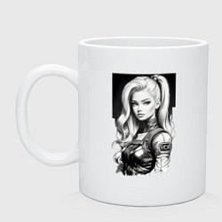 Кружка керамическая Barbie - sketch ai art cyberpunk, цвет: белый