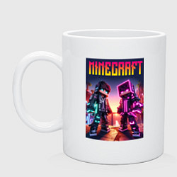 Кружка керамическая Minecraft - neon fantasy ai art, цвет: белый
