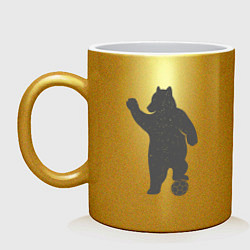 Кружка керамическая Мишка футболист, цвет: золотой