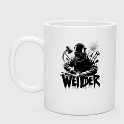 Кружка керамическая Сварщик граффити, цвет: белый