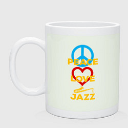Кружка керамическая Peace love jazz, цвет: фосфор