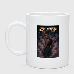 Кружка керамическая XXXTentacion в дыму, цвет: белый