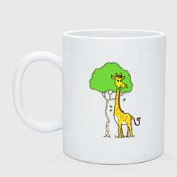 Кружка керамическая Жирафик и дерево, цвет: белый