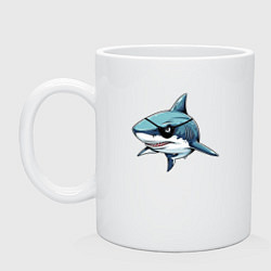 Кружка керамическая Акула в пиратской повязке, цвет: белый