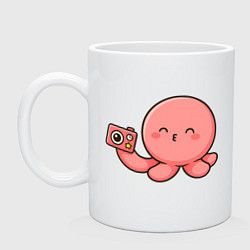 Кружка керамическая Такопи с фотоаппаратом, цвет: белый