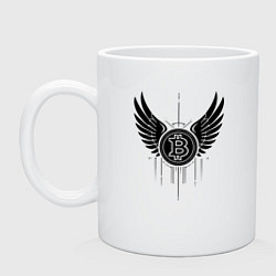 Кружка керамическая Крылья биткоина, цвет: белый
