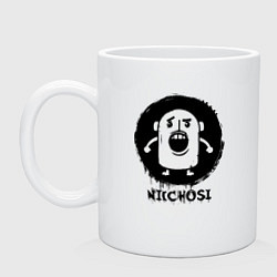 Кружка керамическая Ничоси в черном круге, цвет: белый