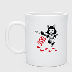 Кружка керамическая Девочка аниме с бензопилой ужас, цвет: белый