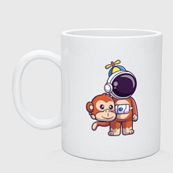 Кружка керамическая Космонавт в костюме обезьяны, цвет: белый