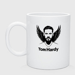 Кружка керамическая Том Харди с ангельскими крыльями, цвет: белый