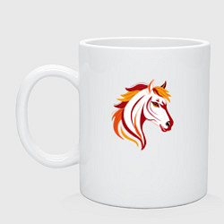 Кружка керамическая Красная огненная лошадь, символ года, цвет: белый
