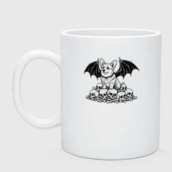 Кружка керамическая Корги - вампир, цвет: белый